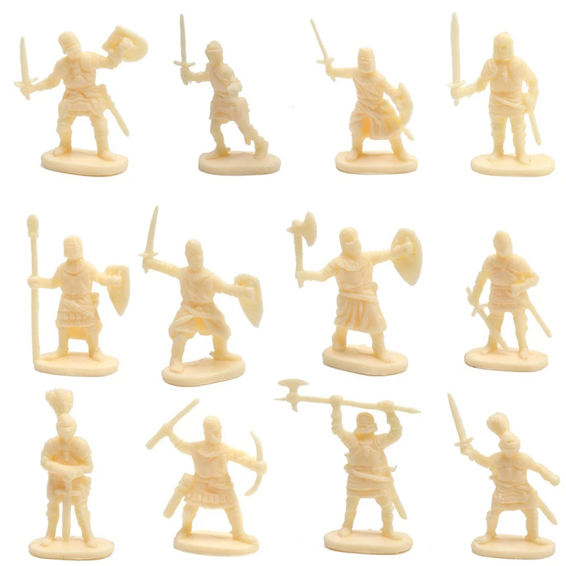 50 Uds. Modelo de soldado antiguo Caballero Medieval de plástico posiciones múltiples escena de guerra suministros simulados materiales artesanales regalos ZYF - imagen 5