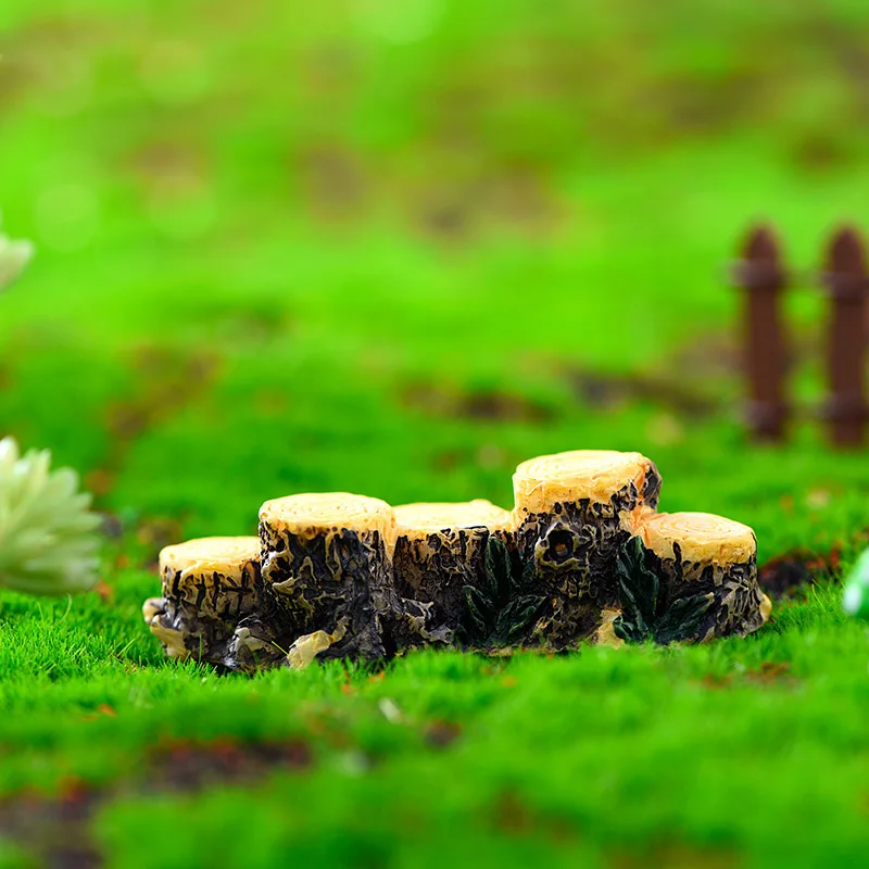 Figuras en miniatura de tocón de árbol simulado, figuras de decoración de jardín de hadas, adornos para el hogar, pastel, coche, estatua de resina de dibujos animados, 1 ud.