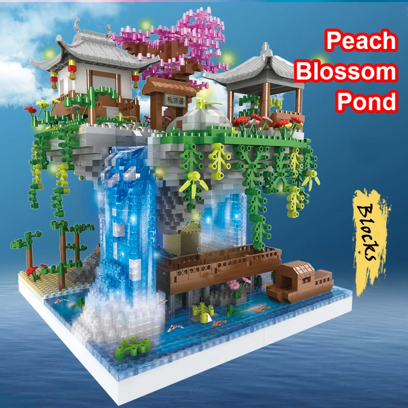 3320 Uds. Casa de bloques construcción árbol aire piscina flor melocotón Suzhou jardín DIY montaje ladrillos juguete luz LED Mini diamante para chico - imagen 3