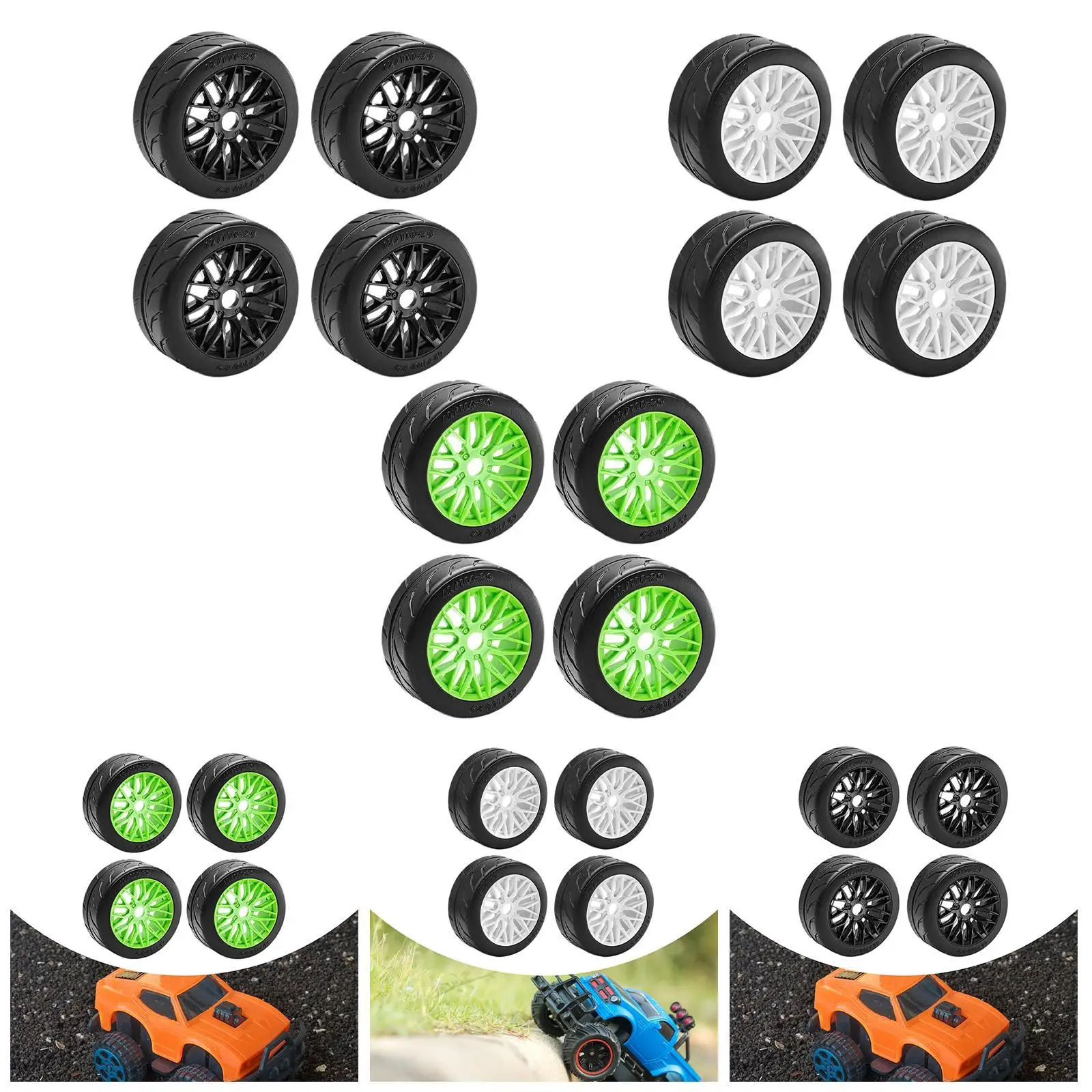 4 Pieces 1:8 Wheels and Tires RC Car Upgrade Part RC Car Accessories 4 Pieces 1:8 Wheels and Tires RC Car Upgrade Part RC Car Accessories
