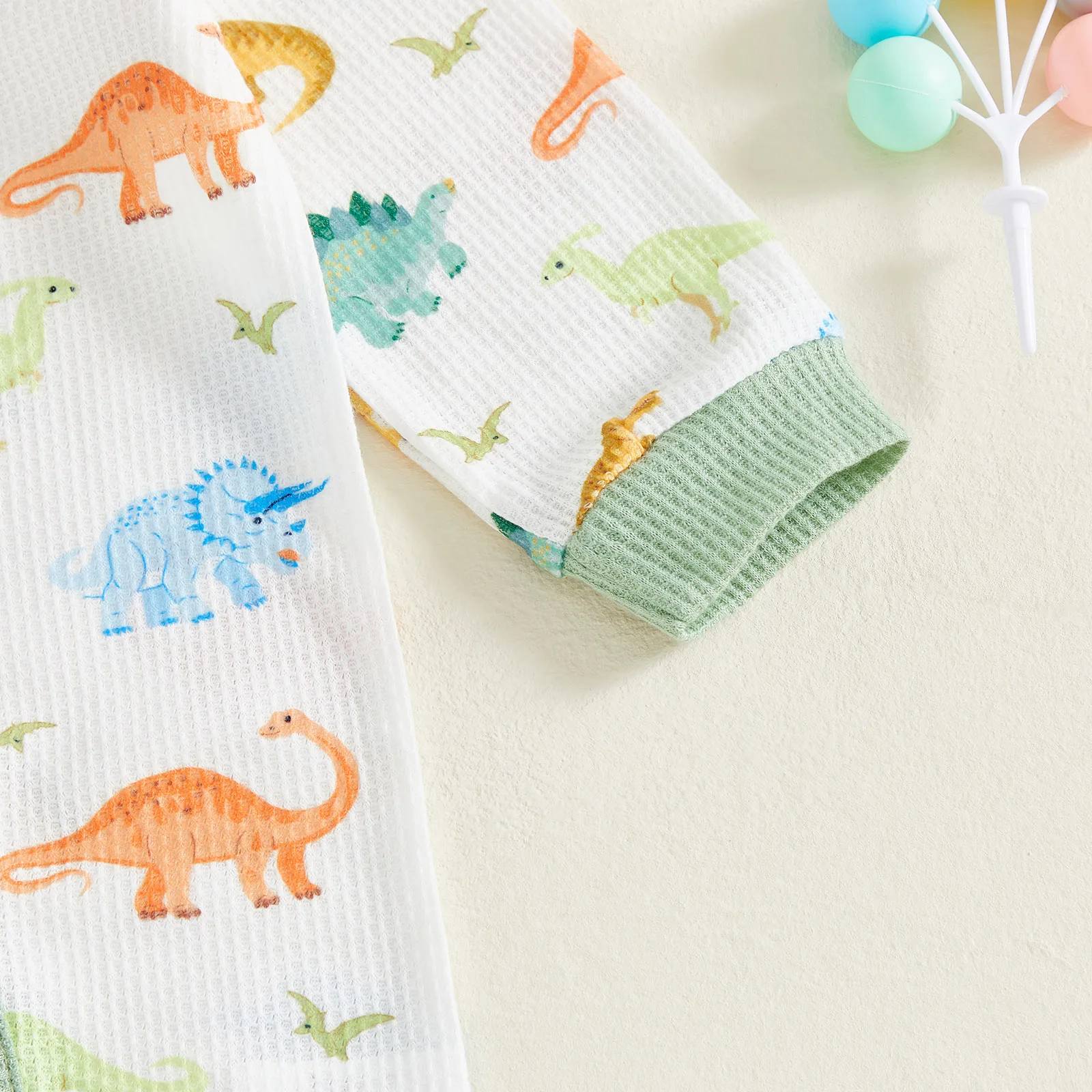 Mameluco para bebé, manga larga, cuello redondo, mono con estampado de dinosaurio, pijamas de otoño para recién nacido - imagen 4