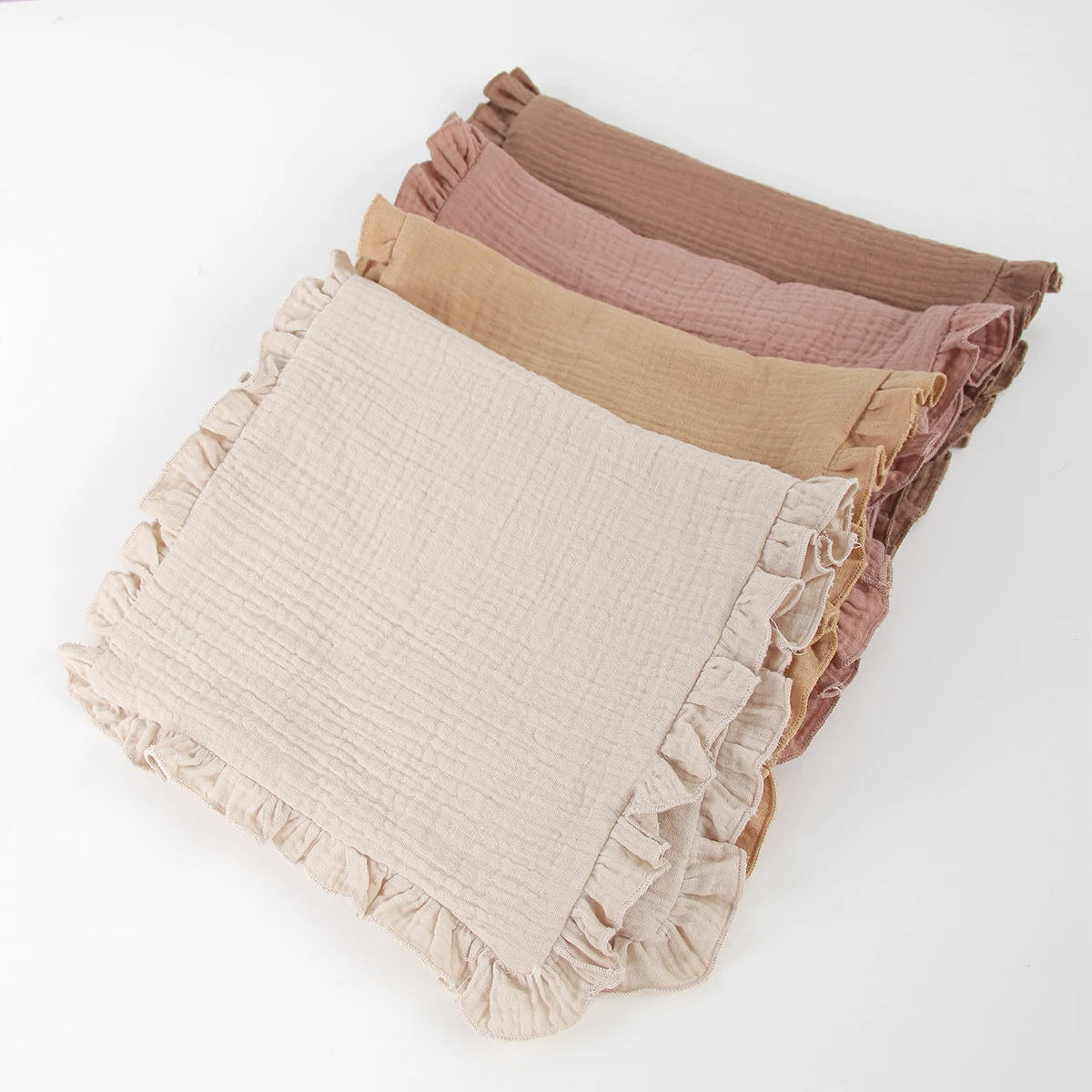 Paños para eructar para bebé, trapos para eructar de algodón con borde con borlas para recién nacido, Baberos de algodón suaves y cómodos para bebé/juego de paños para eructar - imagen 4