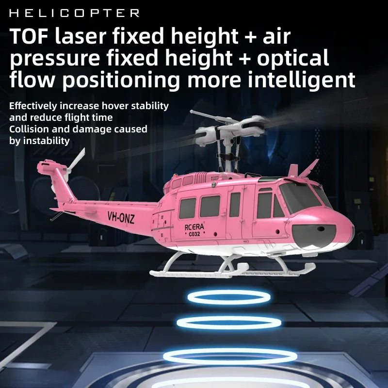 Jjrc C032 UH-1 helicóptero RTF RC sin escobillas giroscopio de 6 ejes un clic 3D Flip posicionamiento de flujo óptico helicóptero Hobby juguete - imagen 4