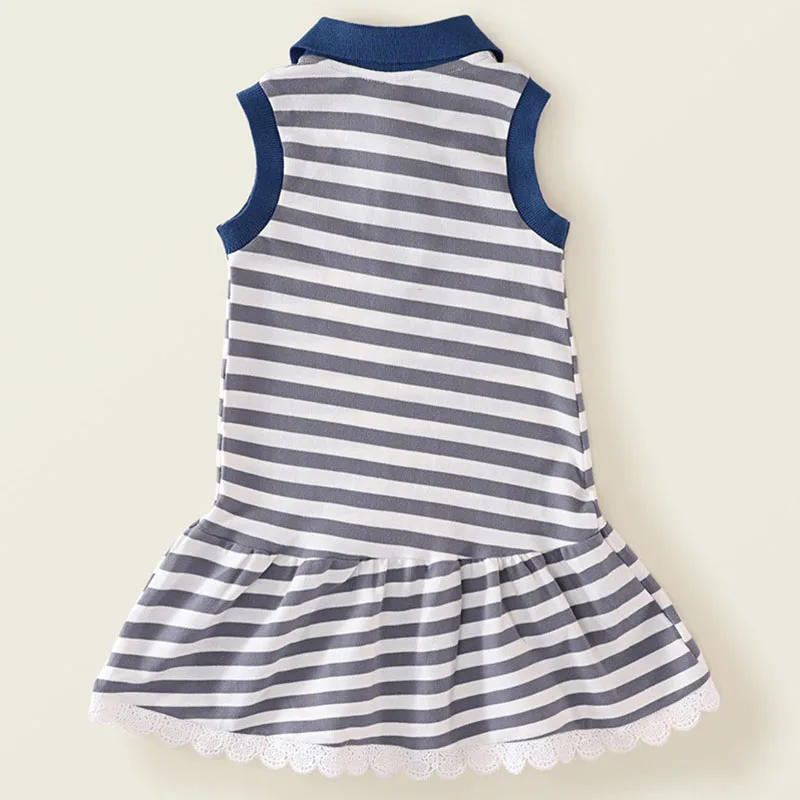 2025 vestidos de verano ropa de bebé niña coreana Casual Linda raya sin mangas de encaje de algodón vestido de niño Boutique ropa para niños B059 - imagen 2