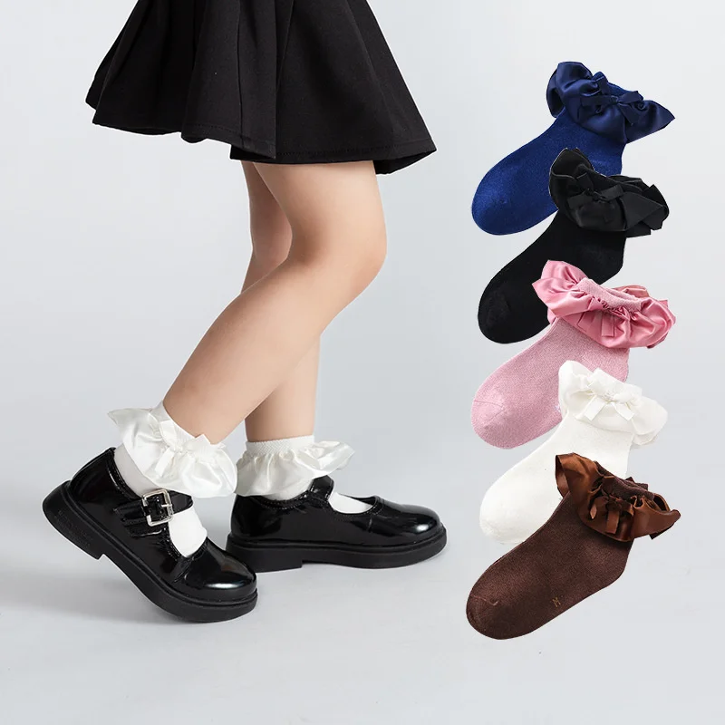 Lawadka-Calcetines de algodón para niños y niñas, medias suaves de encaje, para otoño y primavera, de 1 a 8 años