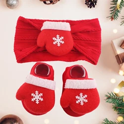 Conjunto regalo navideño para bebé con calcetines, guantes y diadema