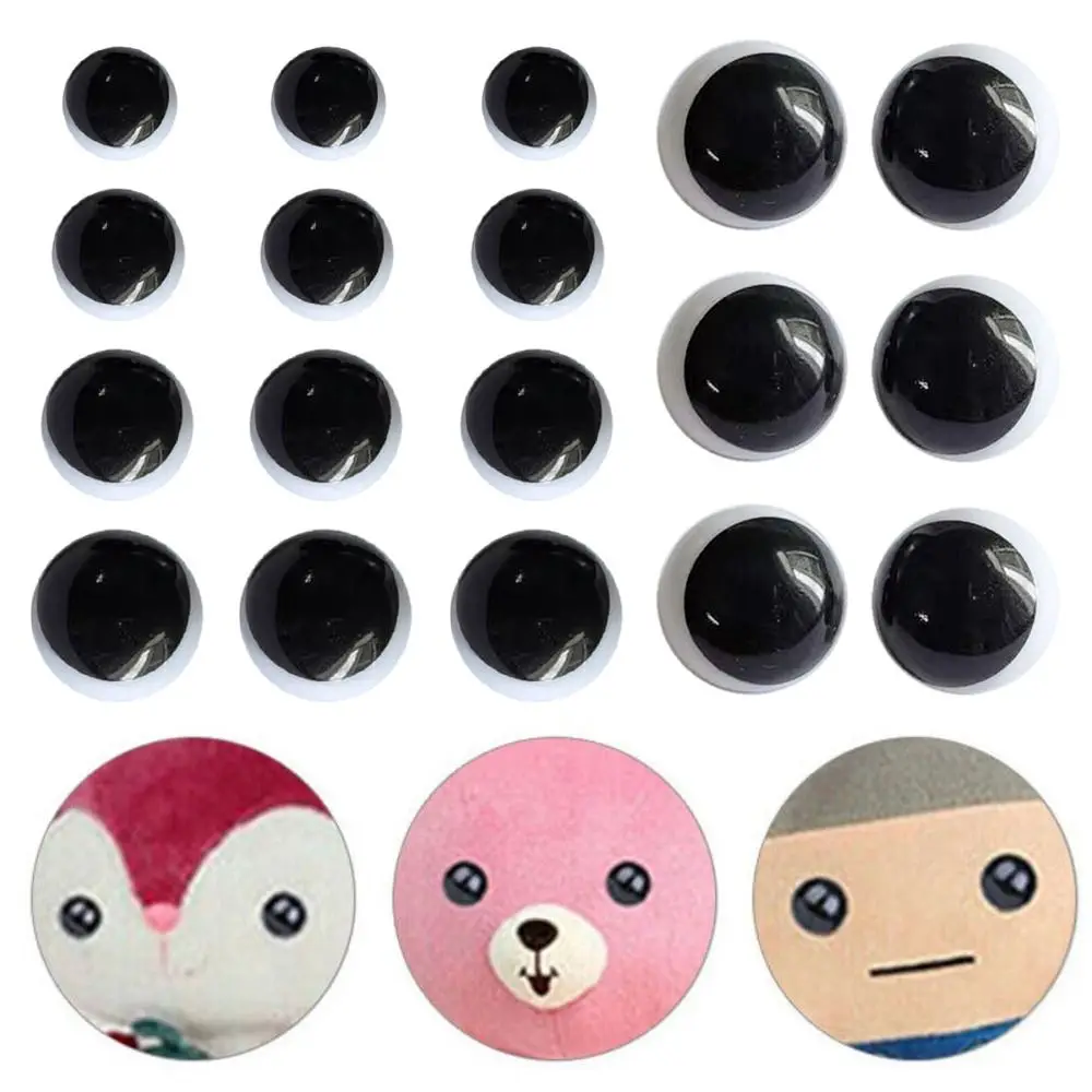 10 uds/5 pares de ojos blancos y negros, ojos artesanales con arandela de 13/16/18/21mm, ojos de cristal para marionetas, piezas de plástico, accesorios para muñecas DIY - imagen 2