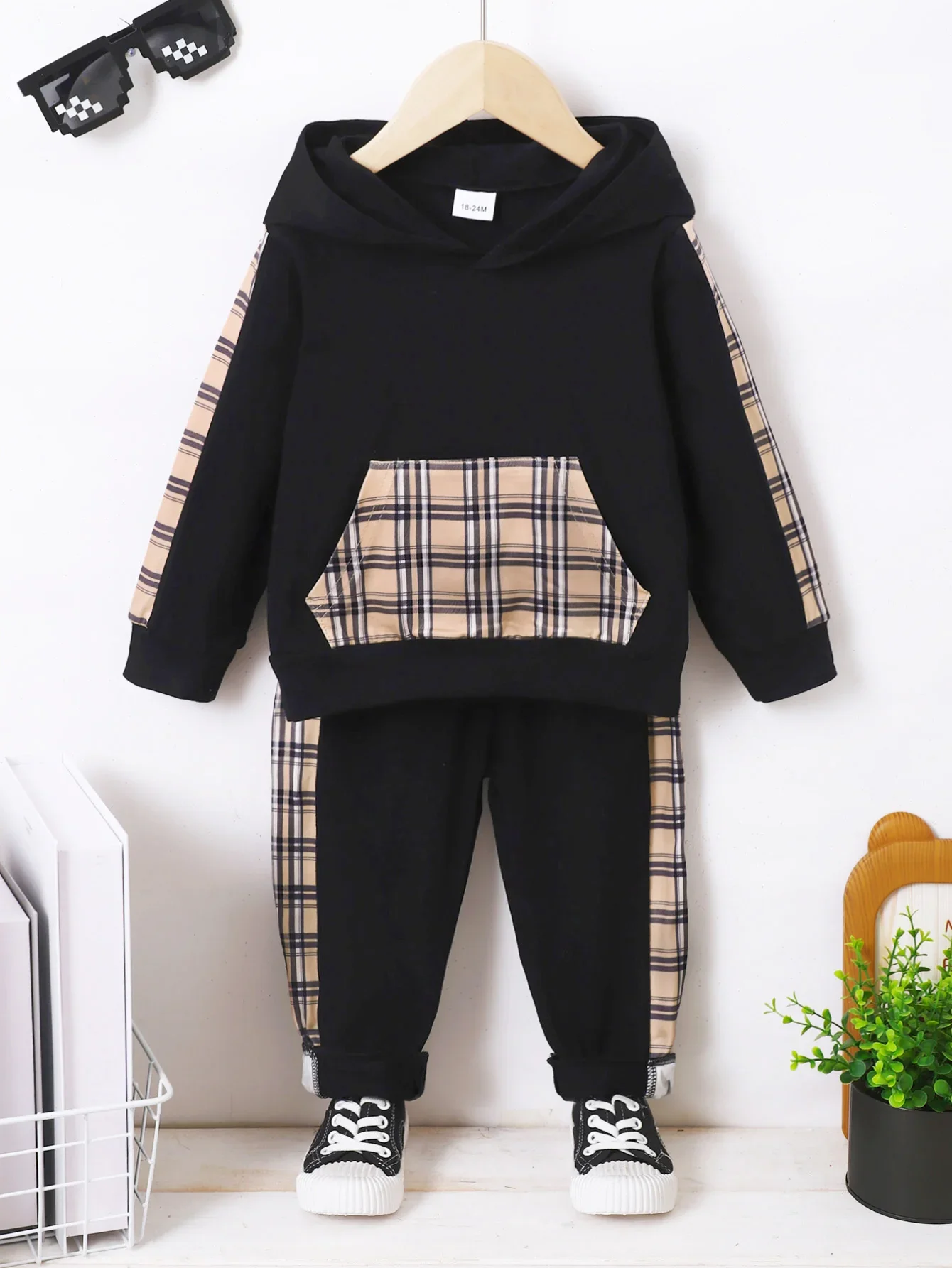 Conjunto de ropa de 2 piezas para niños, Top de manga larga con capucha y pantalones, bolsillo estilo, moda de primavera y otoño, trajes deportivos para niños de 1 a 6 años