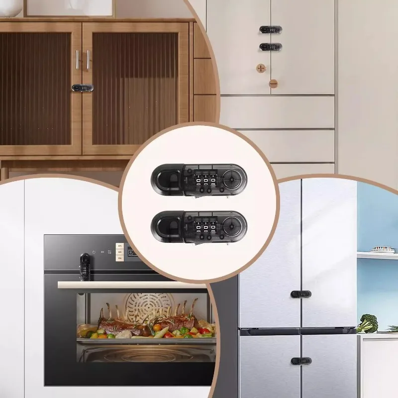 Cerraduras con contraseña para cajones sin taladro para gabinetes y frigoríficos de doble puerta: cerraduras de seguridad antipellizco, antirrobo, para el hogar y la oficina para todos - imagen 2