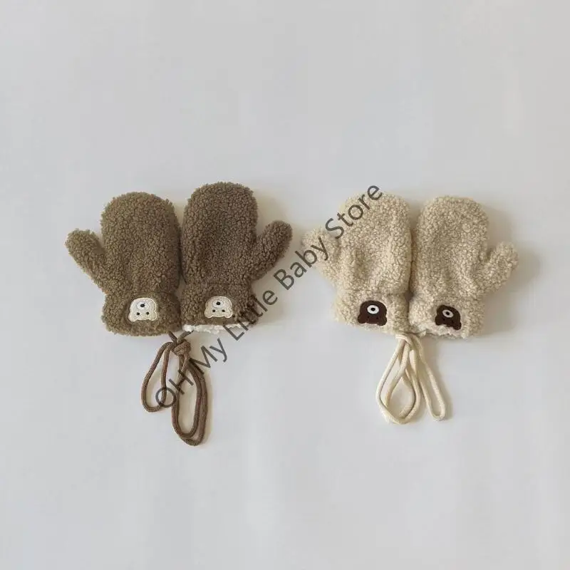 M76C encantadores guantes invierno con correa para cuello, guantes suaves sin dedos para bebés, duraderos - imagen 3