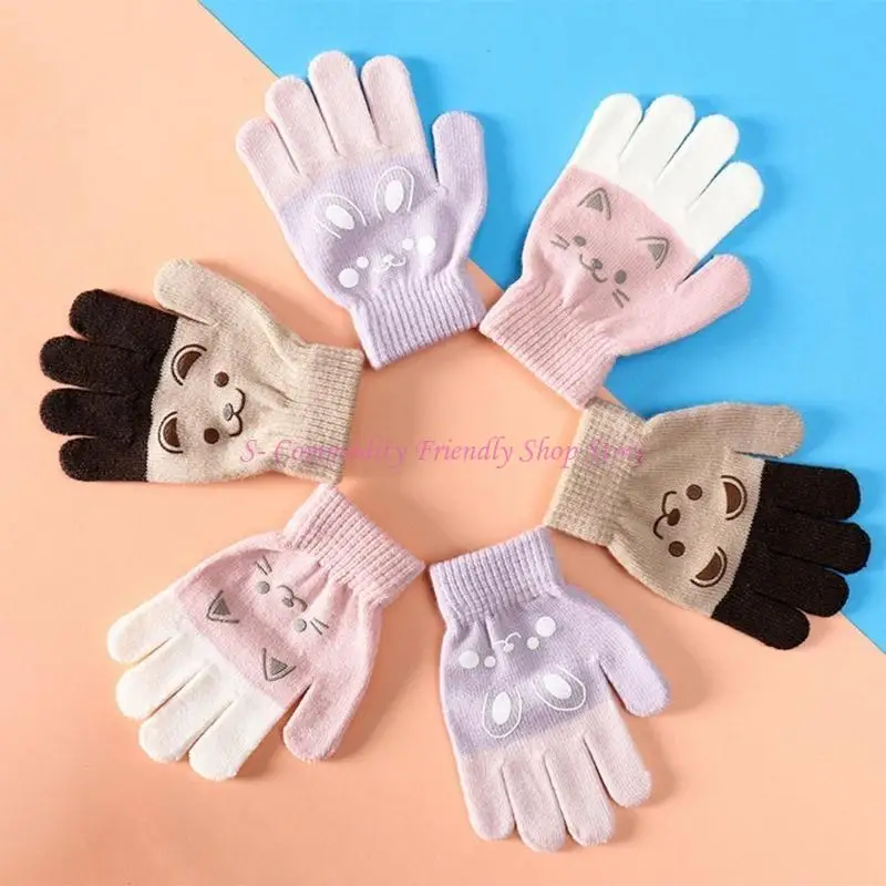 85AE Guantes mano para niños 4 a 8 años, manoplas para exteriores para niños, bonitos guantes dibujos animados para - imagen 2