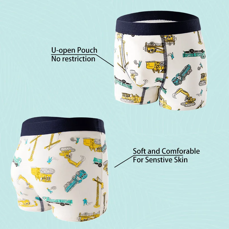 4 unids/lote de calzoncillos Boxer para niños de algodón puro suave que no se decolora, ropa interior sin fluorescencia para niños, calzoncillos Boxer con estampado de dibujos animados para niños - imagen 5