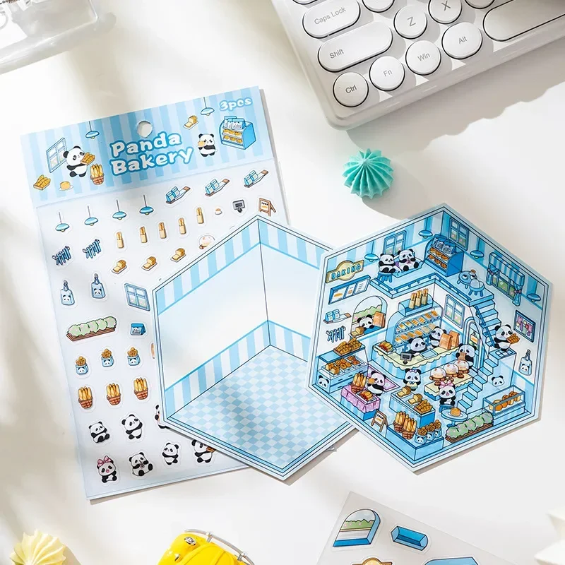 Pegatinas 3D DIY de dibujos animados para bebés y niños, decoración de paisajismo, escena realista para mascotas, pegado de apilamiento, pegatina estética para fiesta - imagen 5