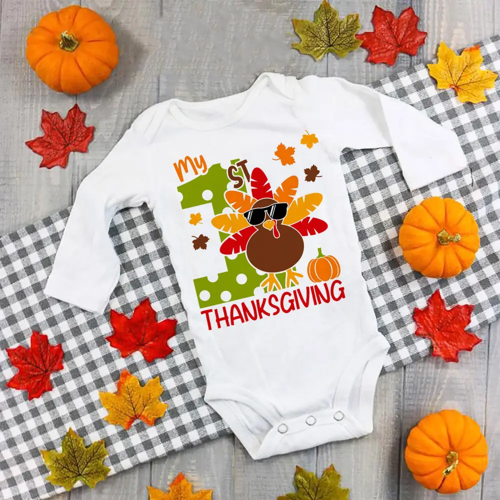 Body Acción Gracias para bebé – Pelele con pavo infantil - imagen 4