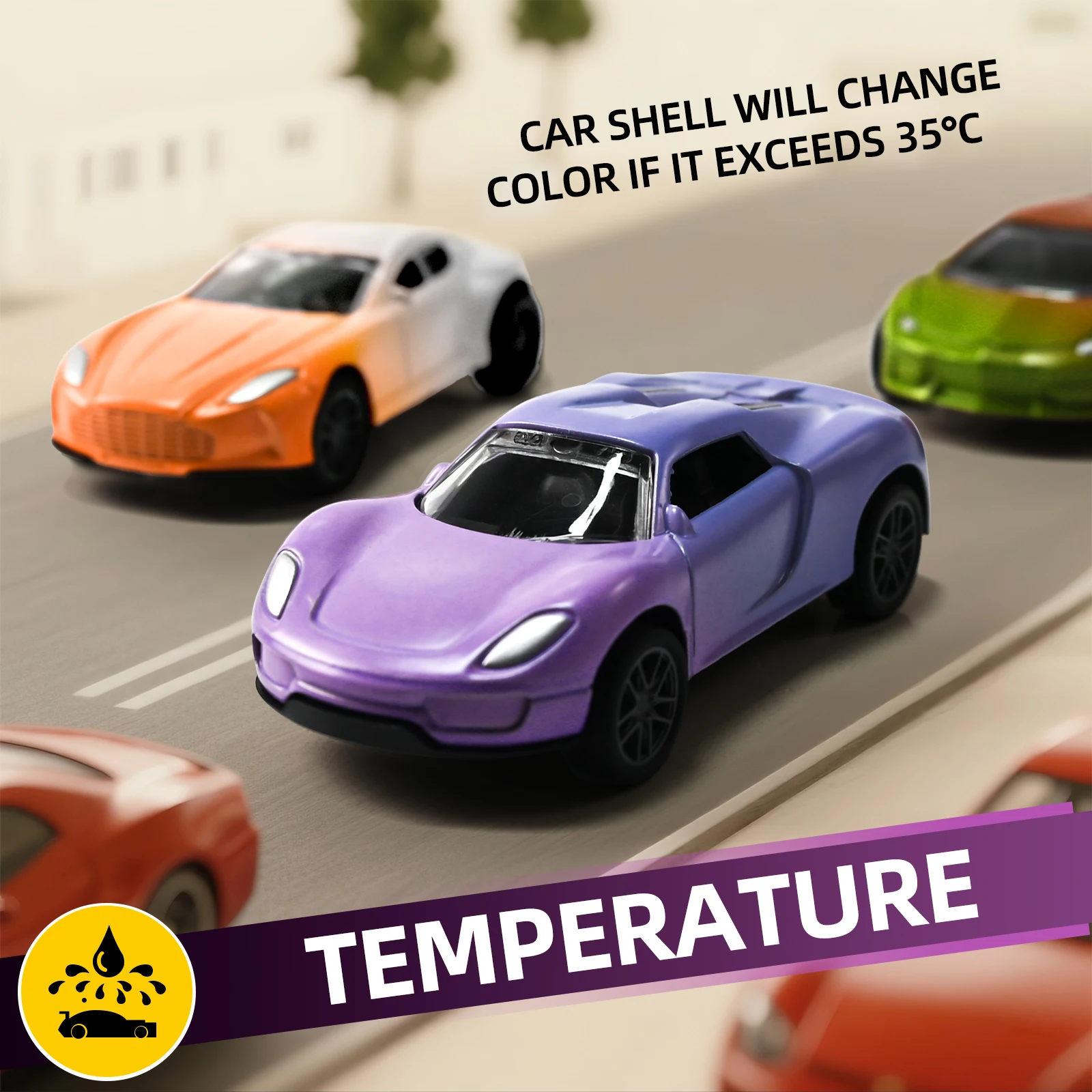 Mini coche mágico de aleación con cambio de Color de agua y temperatura 1:64, modelo de carreras extraíble con tobogán duradero a prueba de golpes para niños, regalos - imagen 3