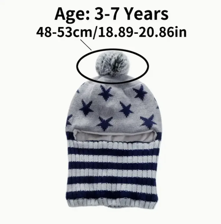 Gorro de punto de moda de dibujos animados cálido y grueso para niños y niñas de 3 a 7 años con orejeras resistente al frío a prueba de viento elástico ajustable - imagen 5