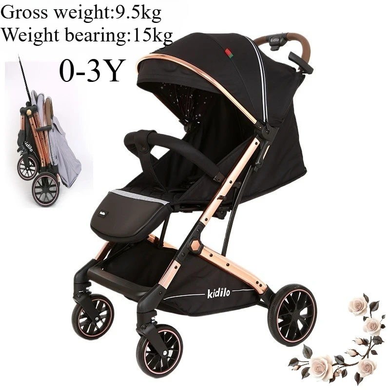 Cochecito de alta vista para sentarse y tumbado, cochecito de bebé plegable y ligero - imagen 2