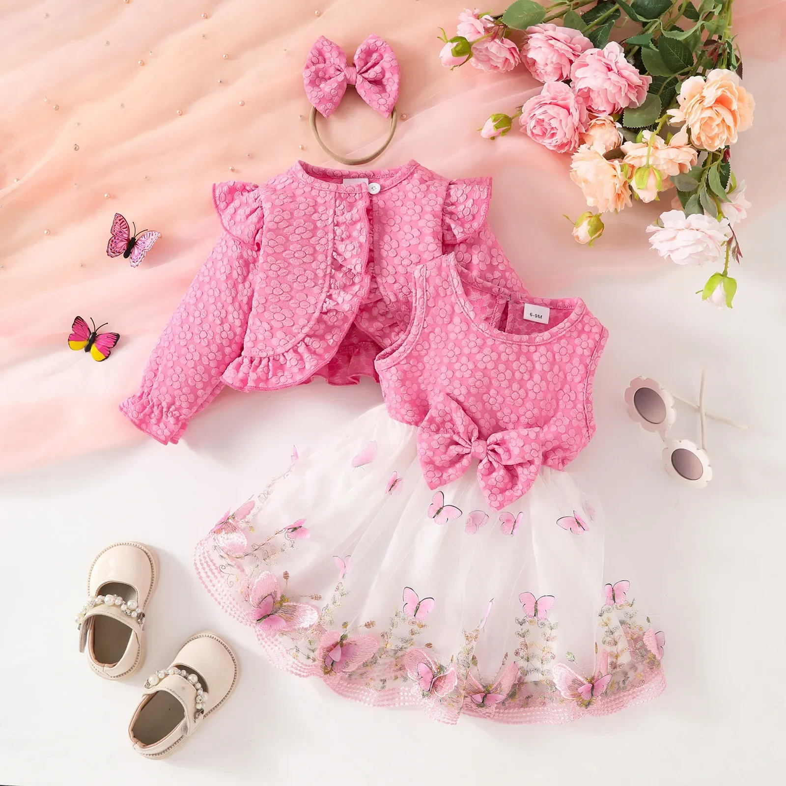 MILANCEL nuevo vestido de otoño para bebé 6M-3Y poliéster dulce estilo europeo-americano vestido para niñas pequeñas dulces ropa de mariposa 3D