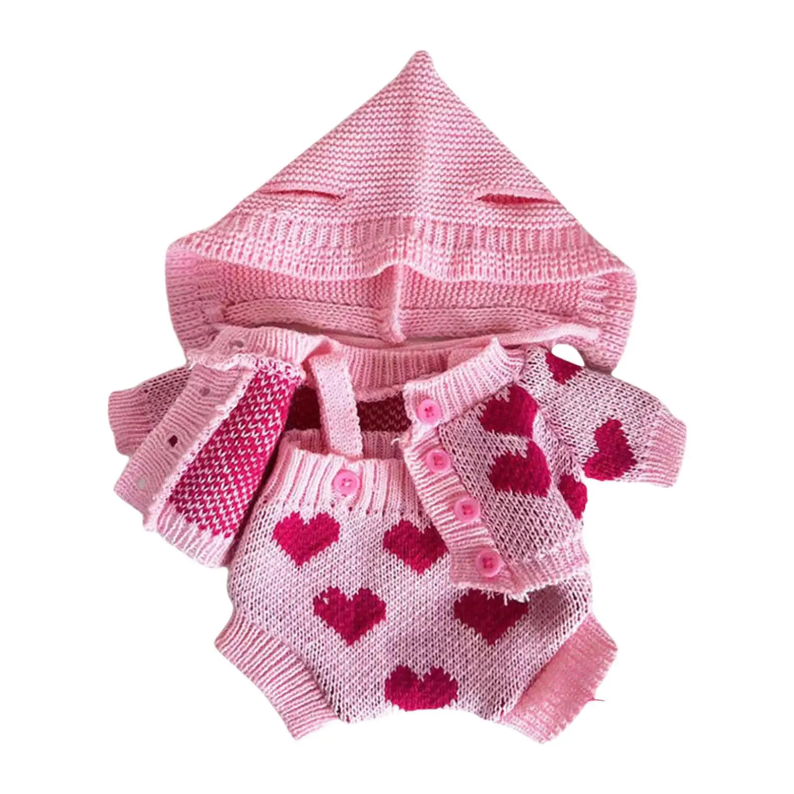 2x 38cm Doll Clothes Set Suspend Pants Heart Pattern Photo Props Pink Plush Doll Accessories DIY Your Own Doll for Girl Dolls