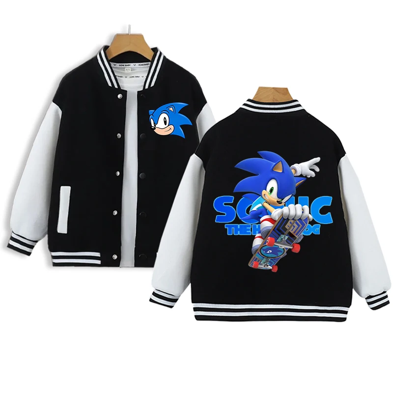 Nuevo uniforme de béisbol de moda Sonices para niños, abrigos bonitos de dibujos animados de Anime para niños y niñas, chaquetas negras cálidas de otoño e invierno, regalos - imagen 3
