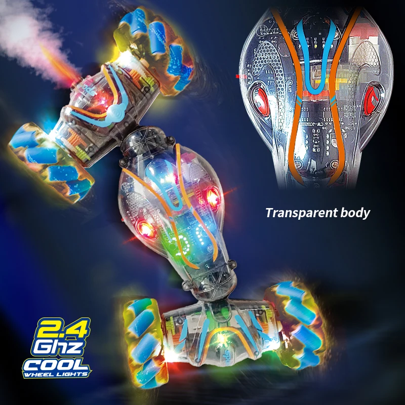 Coche RC acrobático deriva con luces LED música coche eléctrico RC 2,4G Control de gestos deformación escalada giro juguetes para niños regalos de navidad - imagen 3
