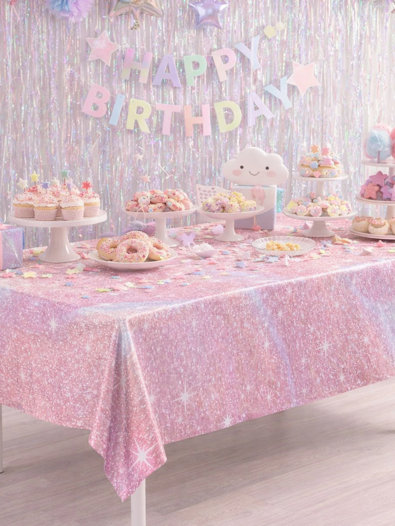 Mantel holográfico láser para mesa de fiesta infantil - imagen 4