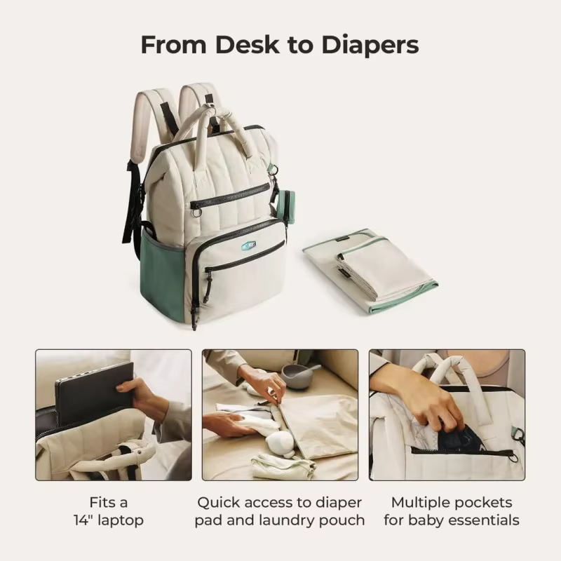 Mochila impermeable a rayas para madre y bebé – Multifuncional - imagen 3
