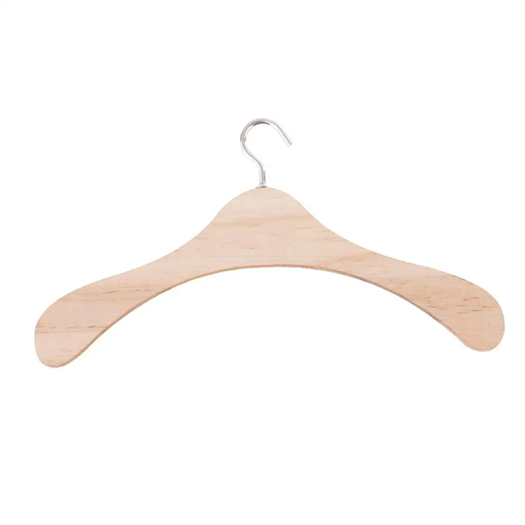 10 Pcs Wooden Hangers /3 Doll Clothes Outfit Holders Accessories