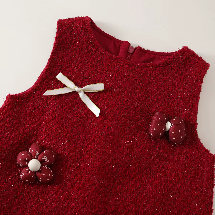 Vestido de cumpleaños rojo estilo occidental para niñas - imagen 2