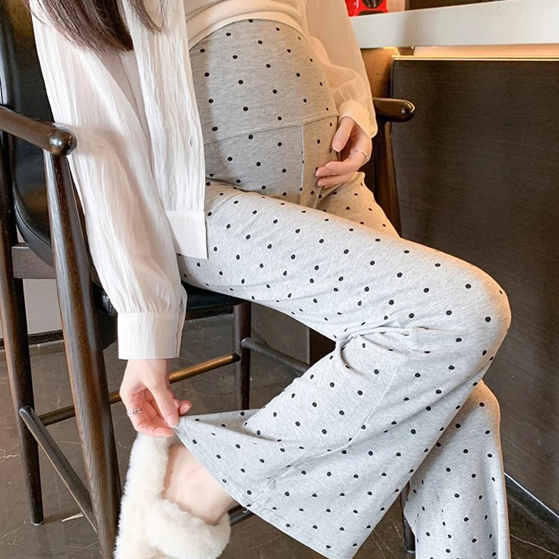 Pantalones premamá de lunares de cintura alta para primavera - imagen 4