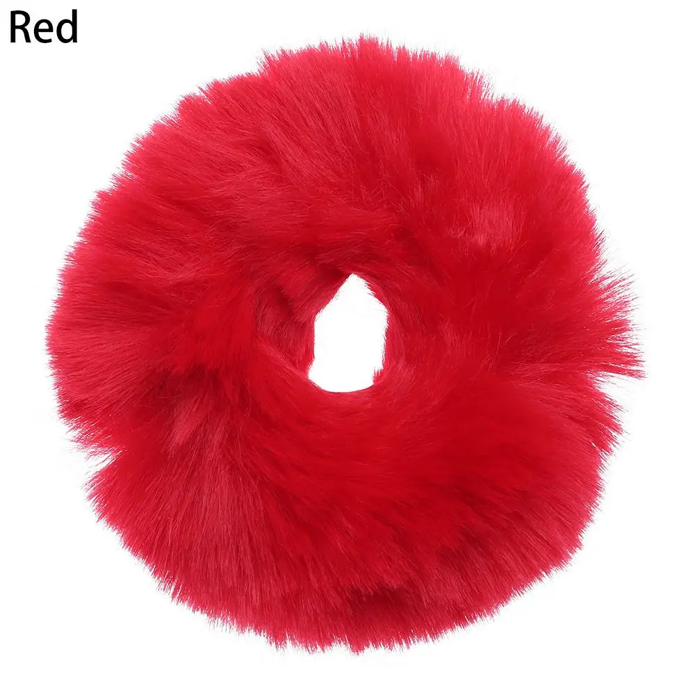 Bobbles de pelo peludo para mujeres y niñas, bandas elásticas para el pelo de piel sintética de conejo, gomas para el pelo de piel, lazo para el pelo con pompón, coleteros - imagen 2