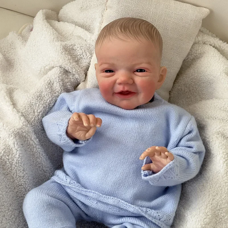 NPK 19 ''piel 3D de alta cantidad con venas visibles igual que la foto Reborn Charlie Smile Face muñeca bebé realista de tacto suave - imagen 5