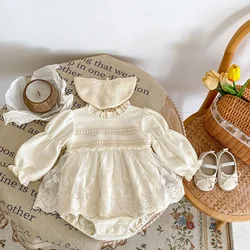 Vestido mono verano niña manga abullonada encaje gofre primavera otoño princesse