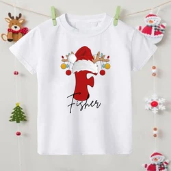 Camisa de navidad personalizada con nombre para niño top festivo