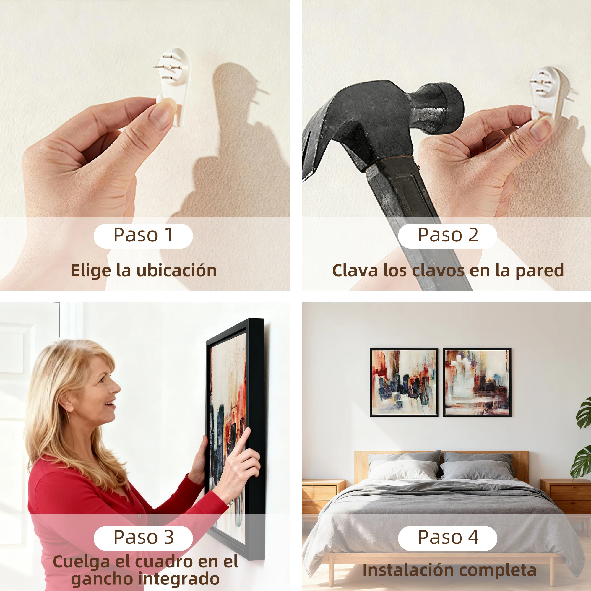 HOMCOM Cuadros en Lienzo Abstractos a Mano, 40x40 cm, 2 Piezas, Cuadros de Arte de Pared Enmarcados, Textura Rica, Decoración Moderna para Dormitorio, Salón, Cocina, Multicolor - imagen 5