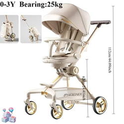 Artefacto para caminar para bebé, carrito bidireccional plegable y ligero, cochecito de cuatro ruedas con paisaje alto