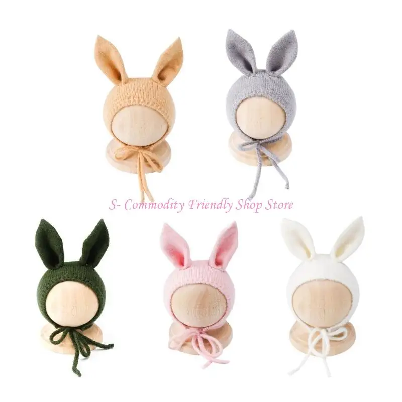 85AE Gorro para fotografía bebé, disfraz conejo, sombrero con accesorios, sesión fotos para recién nacido, tocado para - imagen 5