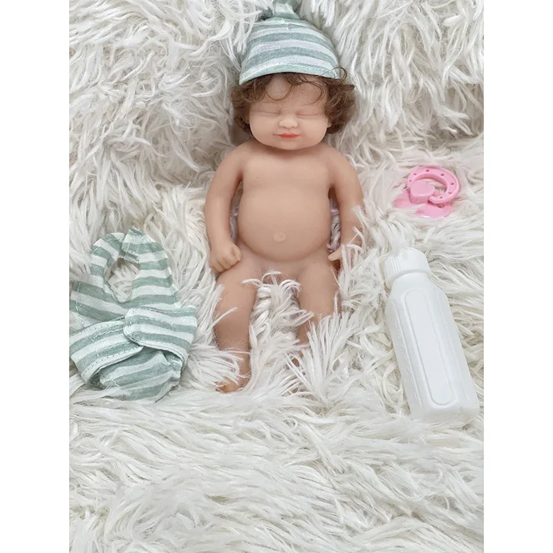Muñecas Reborn de cuerpo completo de silicona de 7 pulgadas, muñecos Reborn de abril/Hayley/Dwin A/Lucas, juguetes antiestrés muy suaves al tacto - imagen 4
