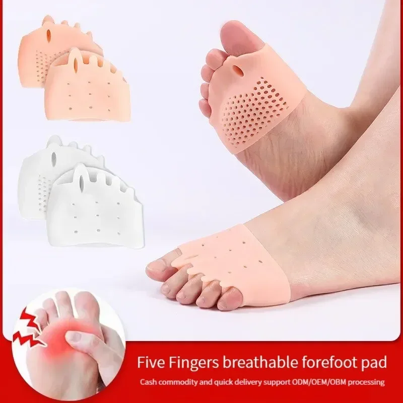 Almohadilla de cojín separador, 2 uds., almohadillas de silicona para el antepié, plantillas de Gel, plantillas para aliviar el dolor en los dedos, Corrector de Valgus, almohadillas de Gel - imagen 2