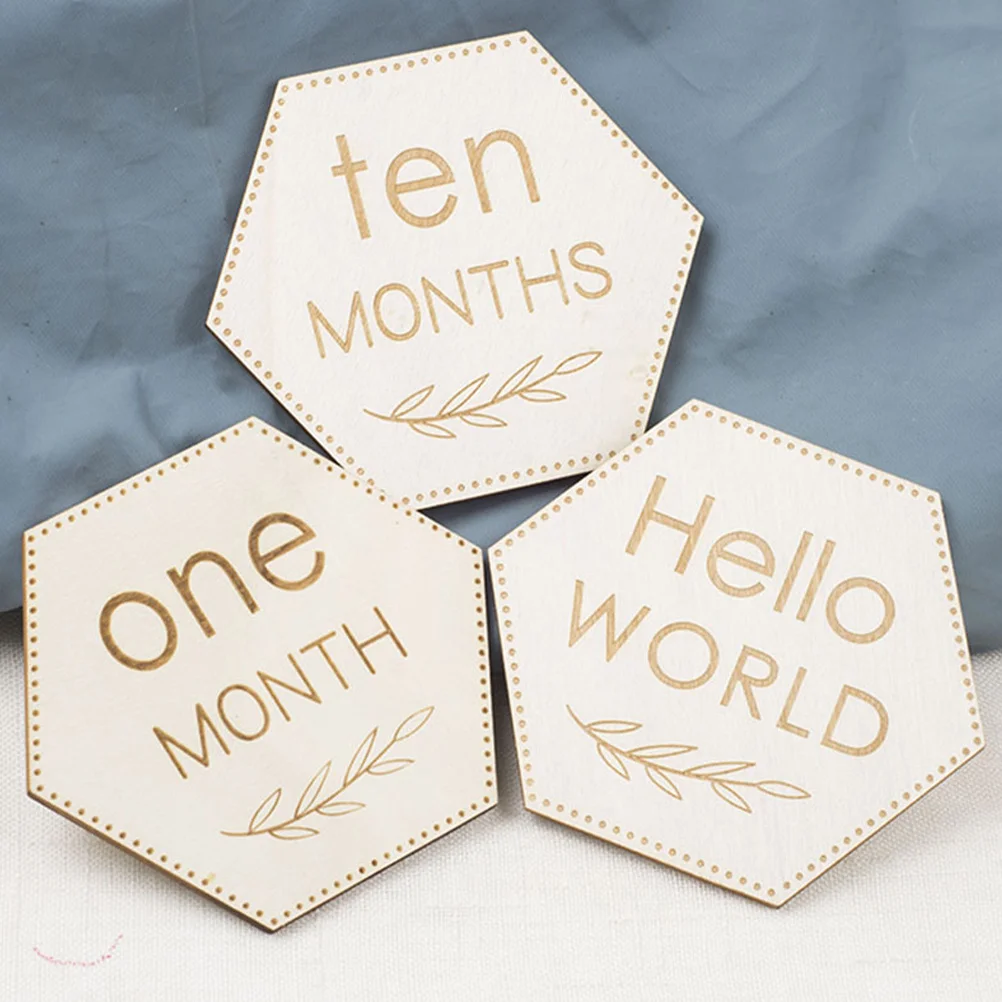 12Pcs Baby Milestone Wooden Circles Durable Photo Props Smooth Polished Newborn Monthly Signs Baby Monthly Milestone