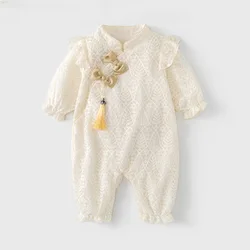 Conjunto recién née para niña – Pelele con sombrero y lazo de encaje