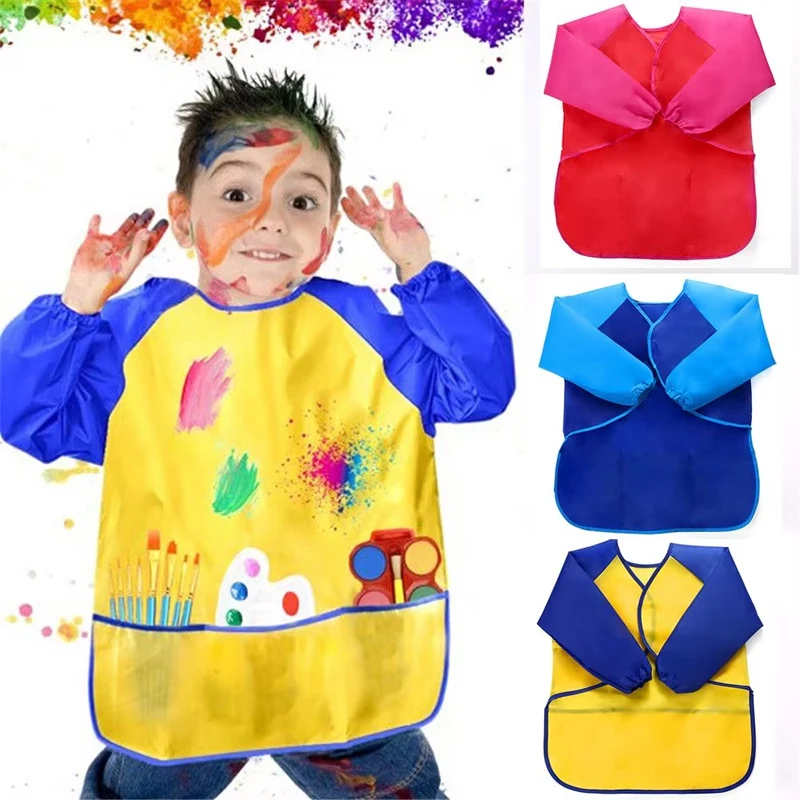Delantal infantil impermeable de manga larga para pintura y cocina