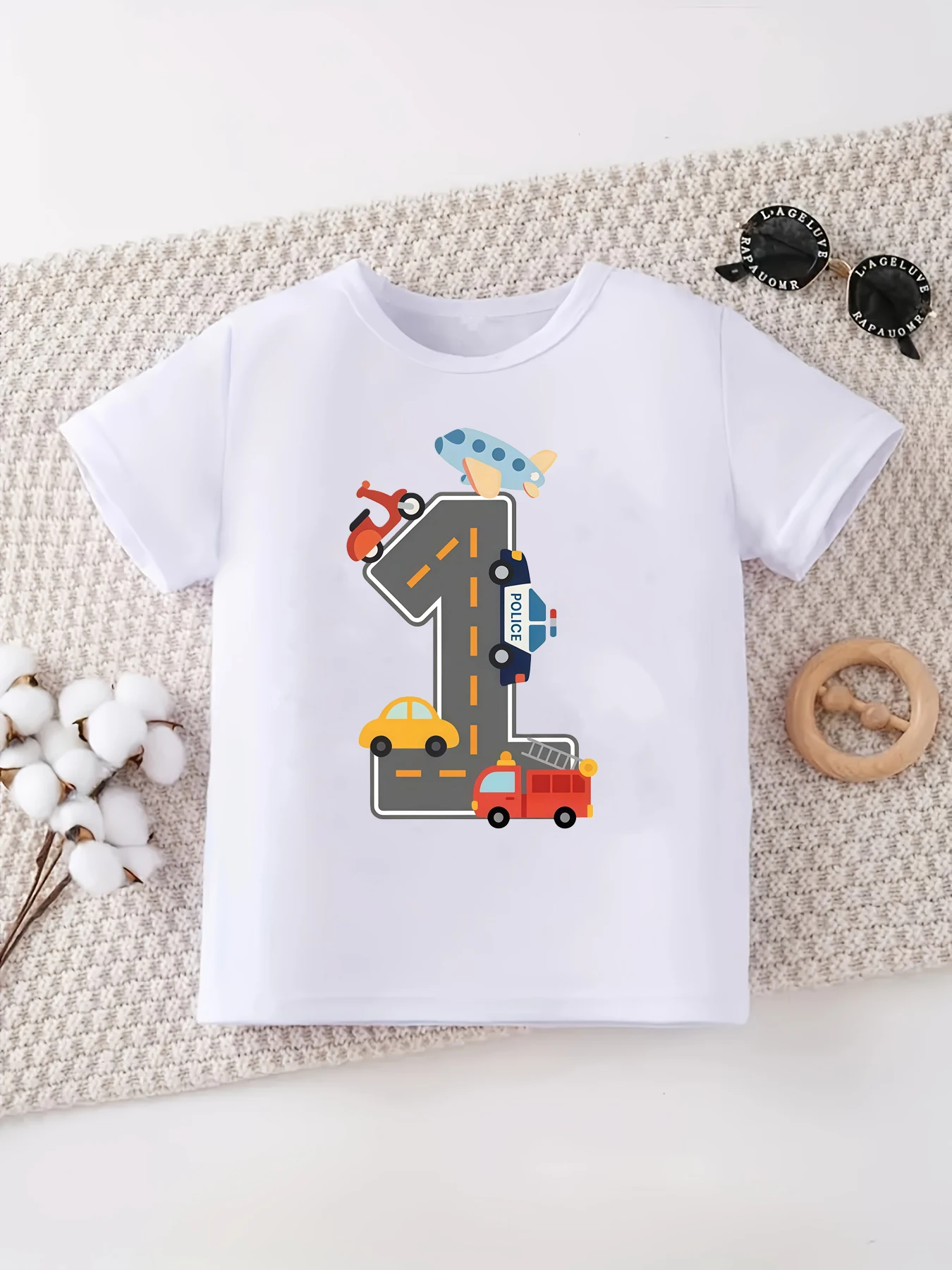 Camiseta con estampado de vehículo de construcción para regalo de 1er cumpleaños, ropa divertida para niños y niñas, camisa de verano para niños pequeños - imagen 2