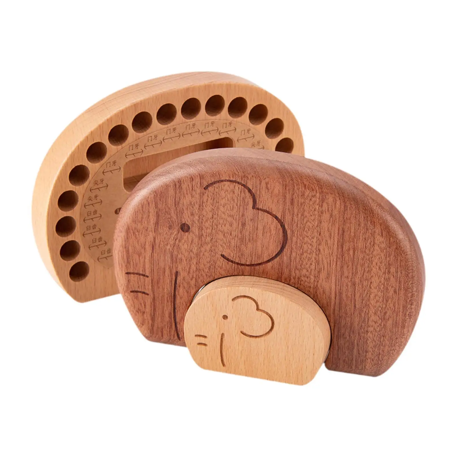 Wood Baby Teeth Storage Box Hair Collection Box Multifunctional Compact Keepsake Holder