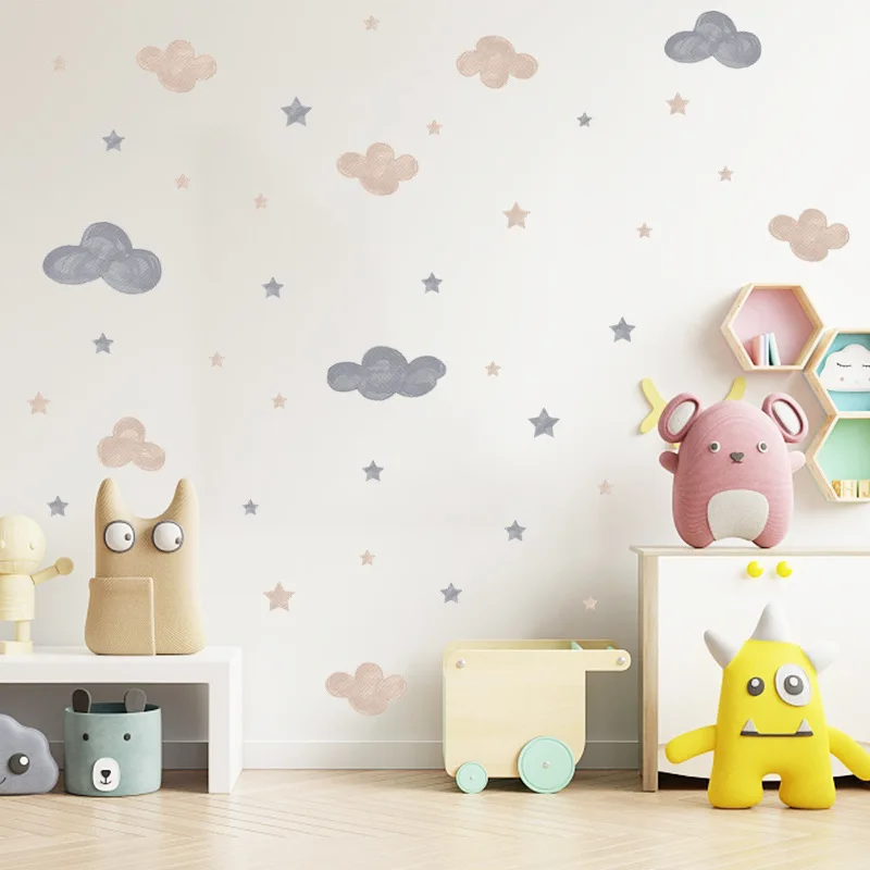 Pegatinas estrellas y nube estilo bohemio para habitación infantil - imagen 4