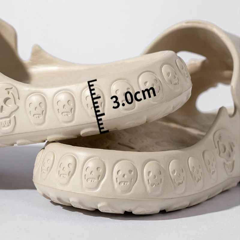 Zapatillas con diseño de calavera personalizadas para hombre y mujer, sandalias antideslizantes de playa con fondo grueso, divertidas, para verano, 2024 - imagen 5