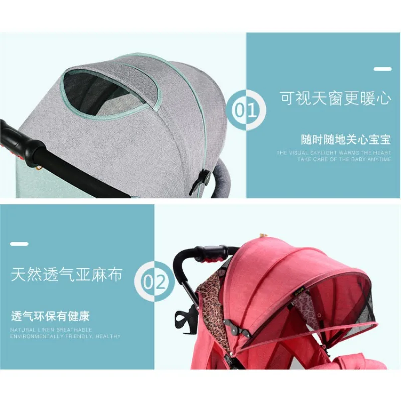 Los carritos para bebés pueden ser portátiles para viajes al aire libre, se pueden tumbarse, los carritos para bebés plegables se pueden sentarse y tumbarse. - imagen 4