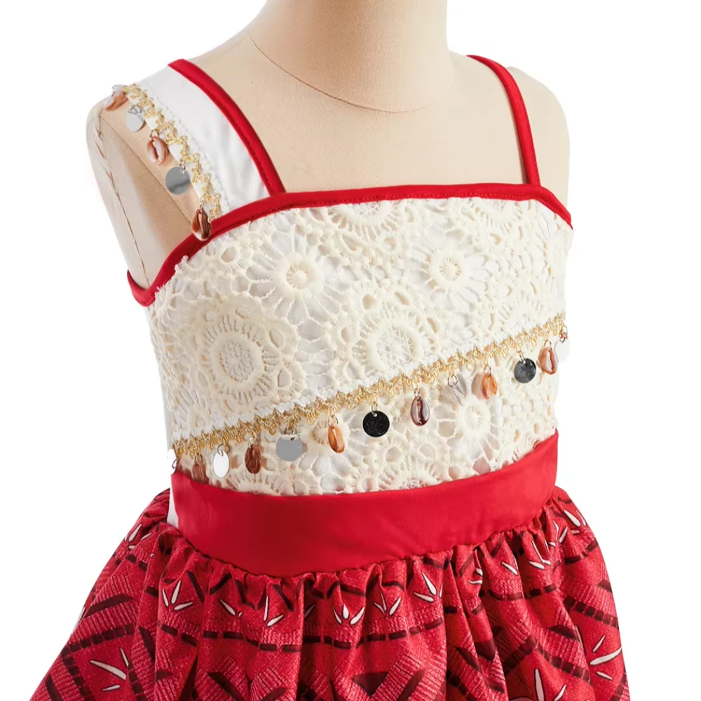 Vestido estilo polinesio para niñas – Tirantes y cinturón de conchas - imagen 5