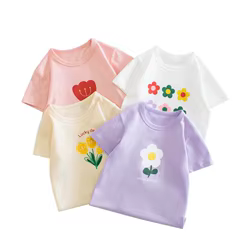 Camisetas para niños de 2 a 7 años, camiseta de manga corta para niñas, ropa de verano, ropa para bebés, Tops con estampado de flores, triangulación de envíos