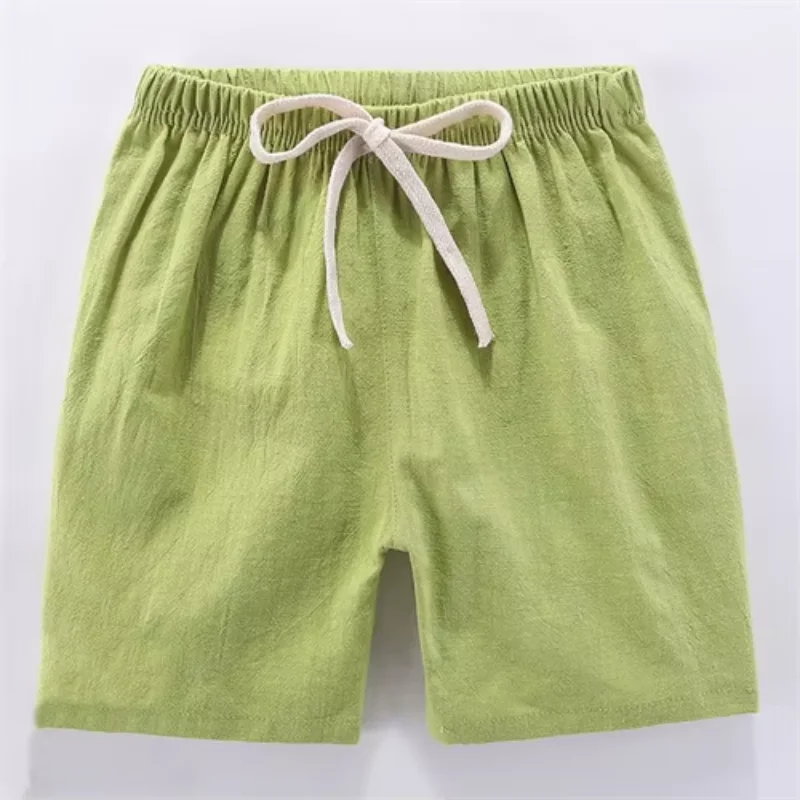 Pantalones cortos deportivos de lino y algodón con cintura elástica